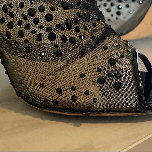Jimmy Choo Black Crystal Embellished Open-Toe Booties sz 39 - Picture 7 of 7
